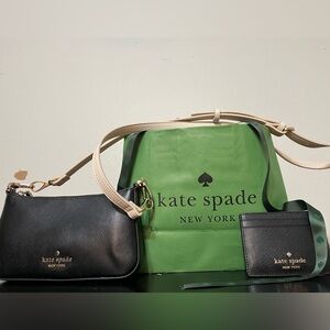 Kate Spade Black and Cream Crossbody Bag and Wallet Set